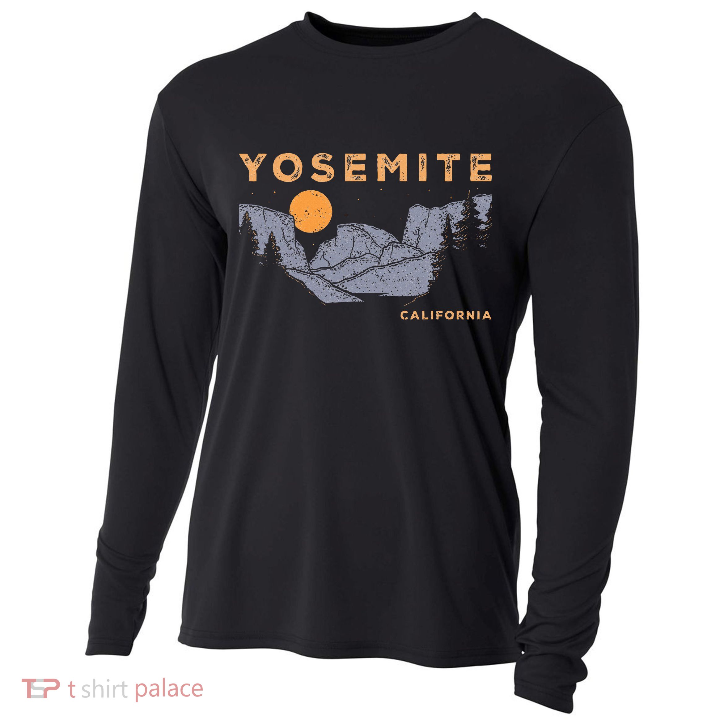 Retro Yosemite Halfdome National Park Vintage Cooling Performance Long Sleeve Crew