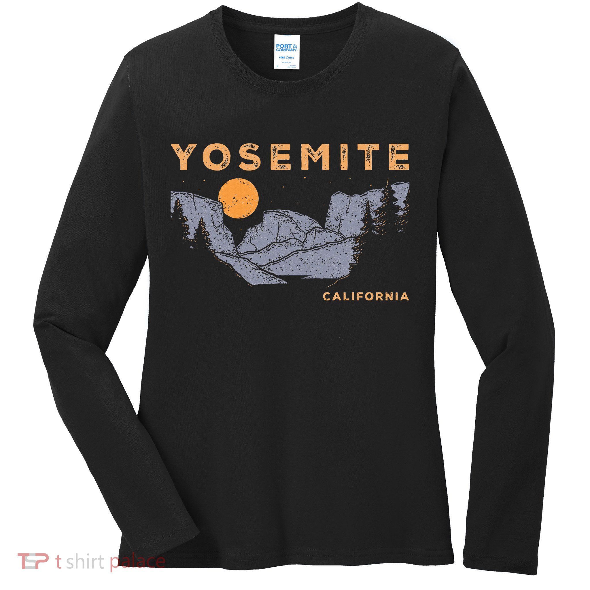 Retro Yosemite Halfdome National Park Vintage Ladies Long Sleeve Shirt