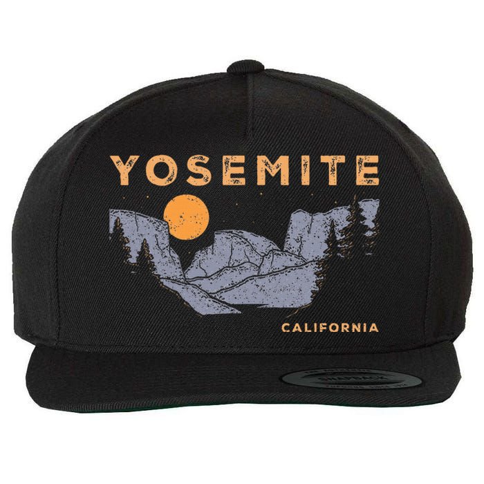 Retro Yosemite Halfdome National Park Vintage Wool Snapback Cap