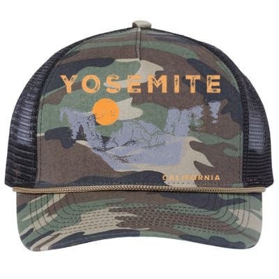 Retro Yosemite Halfdome National Park Vintage Retro Rope Trucker Hat Cap