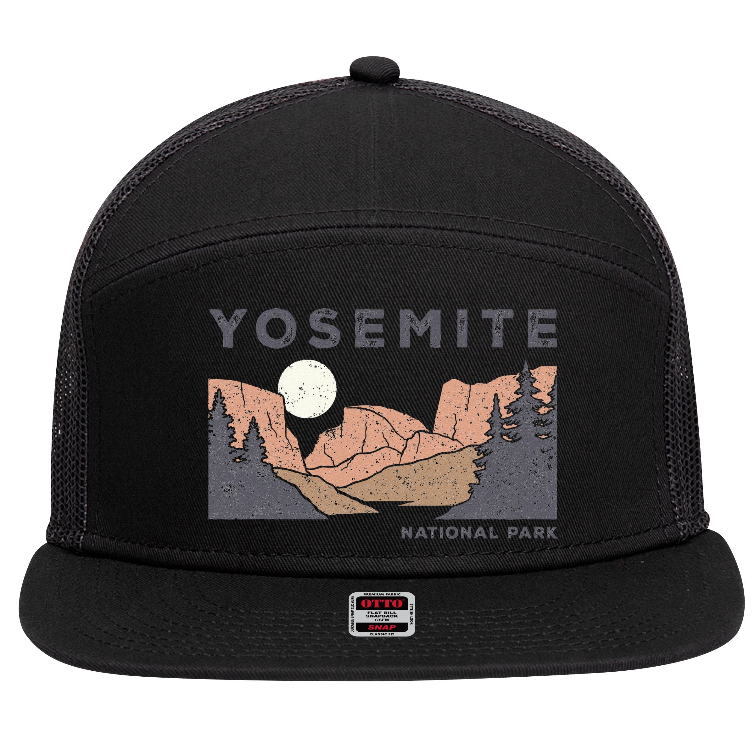 Retro Yosemite Half Dome National Park Vintage 7 Panel Mesh Trucker Snapback Hat