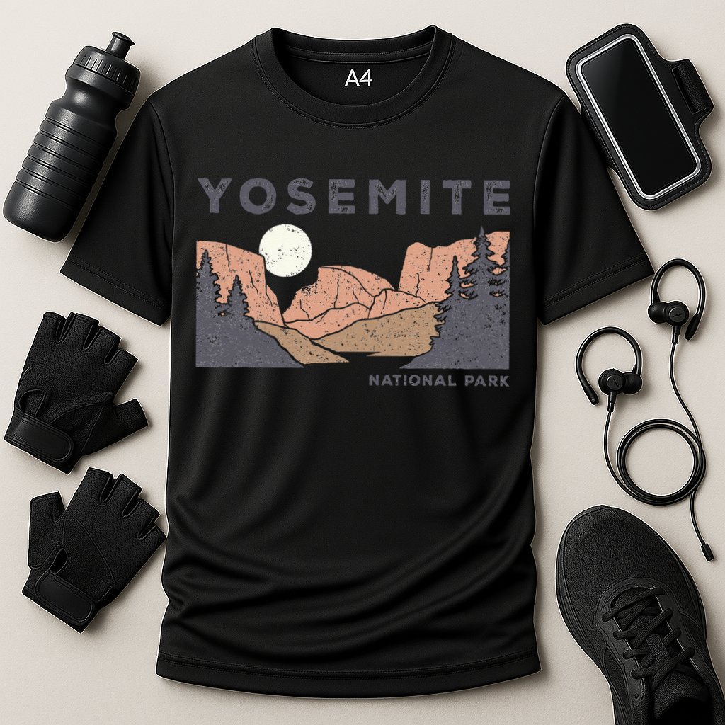 Retro Yosemite Half Dome National Park Vintage Cooling Performance Crew T-Shirt