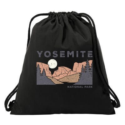 Retro Yosemite Half Dome National Park Vintage Drawstring Bag