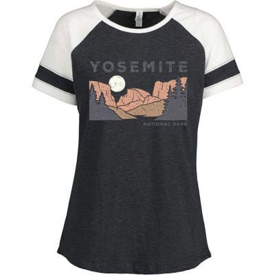 Retro Yosemite Half Dome National Park Vintage Enza Ladies Jersey Colorblock Tee