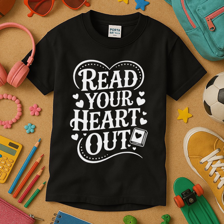 Read Your Heart Out Teacher Women Reader Bookish Book Lover Kids T-Shirt