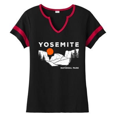 Retro Yosemite HalfDome National Park Vintage Womens Ladies Halftime Notch Neck Tee