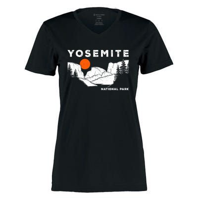 Retro Yosemite HalfDome National Park Vintage Womens Women's Momentum V-Neck T-Shirt