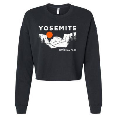 Retro Yosemite HalfDome National Park Vintage Womens Cropped Pullover Crew