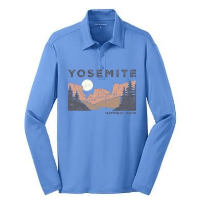 Retro Yosemite Halfdome National Park Silk Touch Performance Long Sleeve Polo