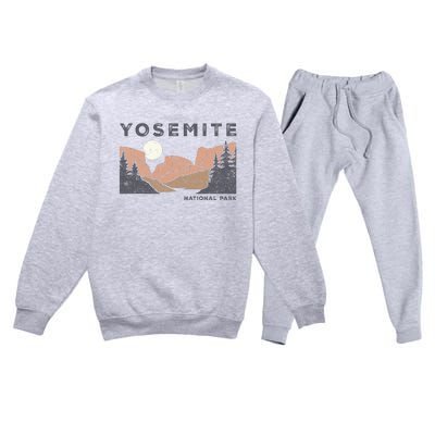 Retro Yosemite Halfdome National Park Premium Crewneck Sweatsuit Set