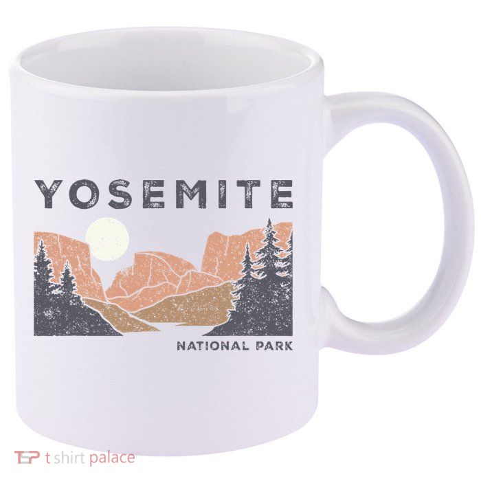 Retro Yosemite Halfdome National Park 11oz C Handle Ceramic Mug
