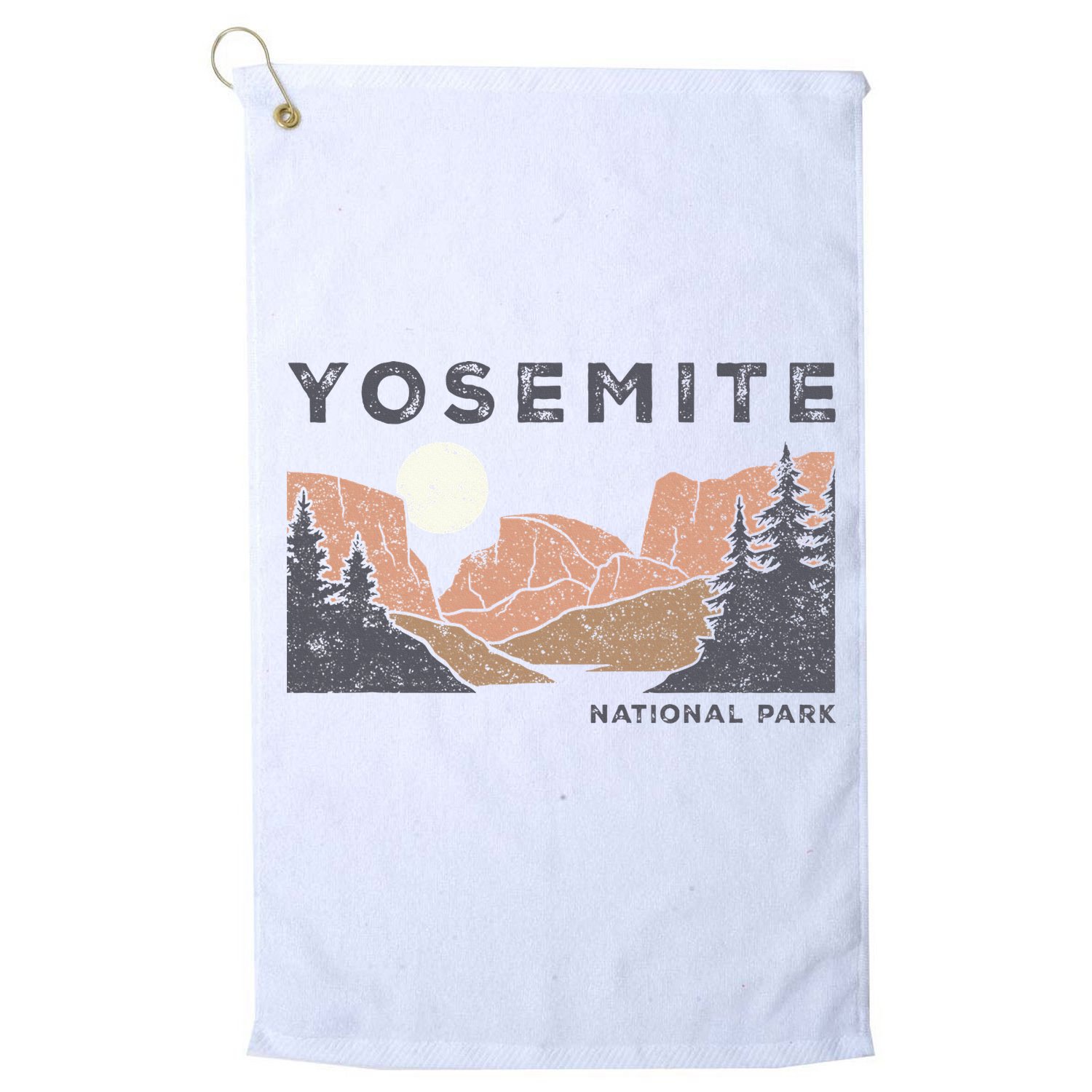 Retro Yosemite Halfdome National Park Golf Towel