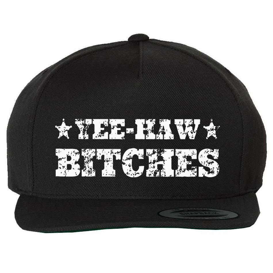 Retro Yee Haw Bitches Funny Yeehaw Western Country Cowgirl Wool Snapback Cap