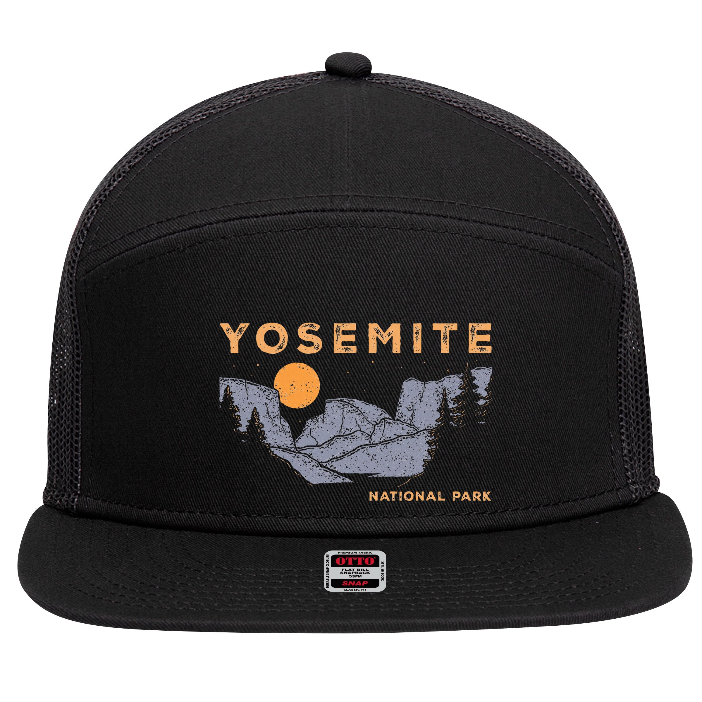 Retro Yosemite Halfdome National Park Vintage 7 Panel Mesh Trucker Snapback Hat