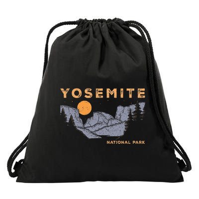 Retro Yosemite Halfdome National Park Vintage Drawstring Bag