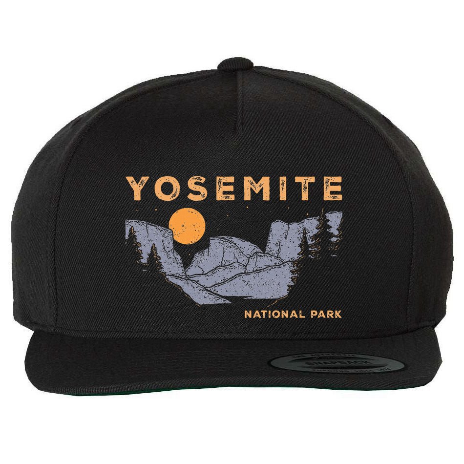 Retro Yosemite Halfdome National Park Vintage Wool Snapback Cap