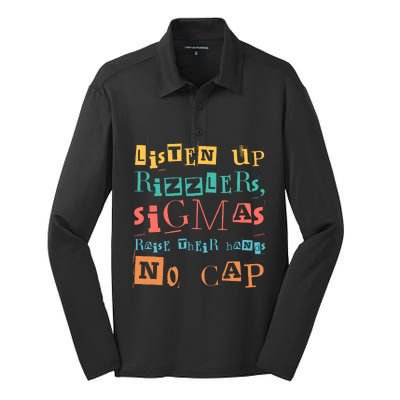 Raise Your Hand Listen Up Rizzlers Funny Teacher Silk Touch Performance Long Sleeve Polo