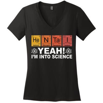 Retro Yeah I'm Into Science Hentai Periodic Table Chemistry Women's V-Neck T-Shirt