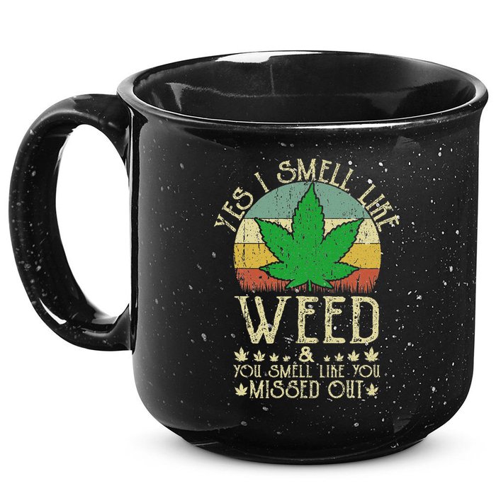 Retro Yes I Smell Like Weed You Smell Like You Missed Out 15oz Campfire Ceramic Mug