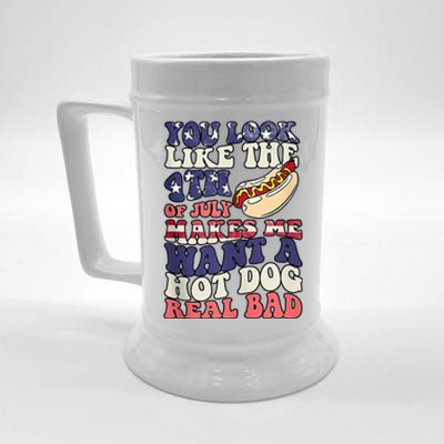 Retro You Look Like The 4th Of July Makes Me Want A Hot Dog Beer Stein