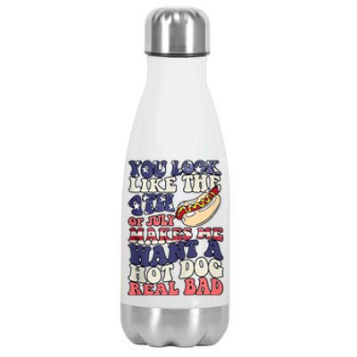 Retro You Look Like The 4th Of July Makes Me Want A Hot Dog Stainless Steel Insulated Water Bottle