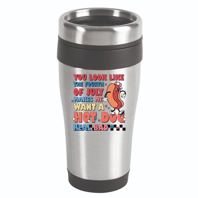 Retro You Look Like The Fourth of July 4th of July 16oz Travel Tumbler