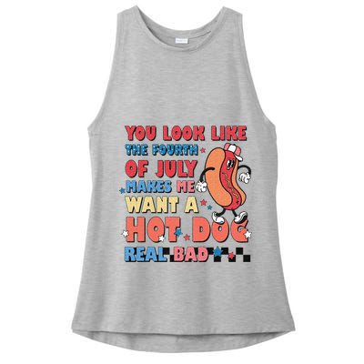 Retro You Look Like The Fourth of July 4th of July Ladies PosiCharge Tri-Blend Wicking Tank