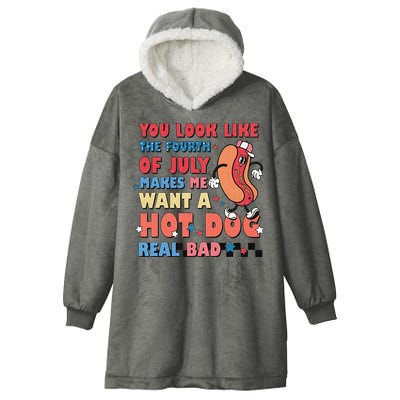 Retro You Look Like The Fourth of July 4th of July Hooded Wearable Blanket
