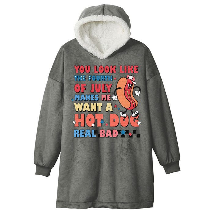 Retro You Look Like The Fourth of July 4th of July Hooded Wearable Blanket