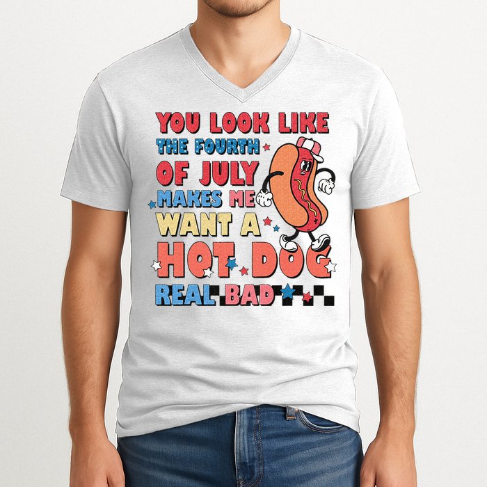 Retro You Look Like The Fourth of July 4th of July V-Neck T-Shirt