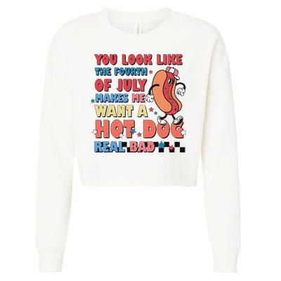 Retro You Look Like The Fourth of July 4th of July Cropped Pullover Crew