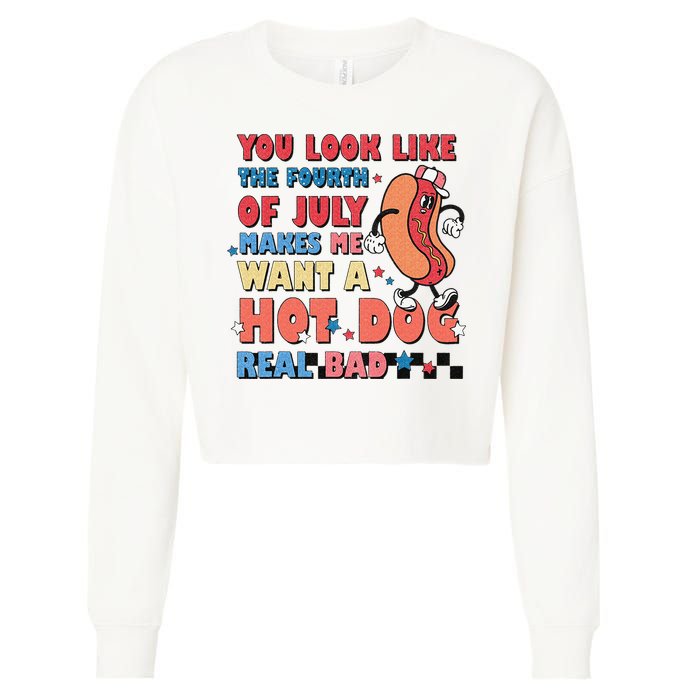 Retro You Look Like The Fourth of July 4th of July Cropped Pullover Crew