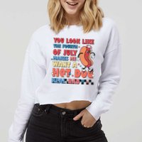 Retro You Look Like The Fourth of July 4th of July Cropped Pullover Crew