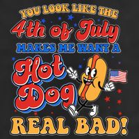 Retro You Look Like The 4th Of July Makes Me Want A Hot Dog Real Bad 7 Panel Mesh Trucker Snapback Hat