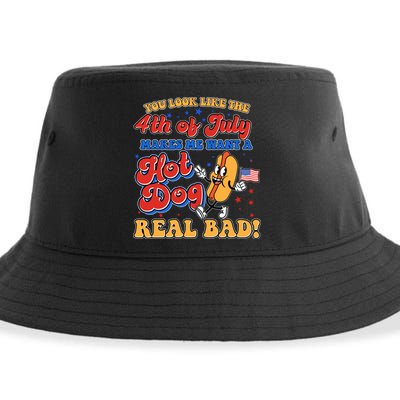 Retro You Look Like The 4th Of July Makes Me Want A Hot Dog Real Bad Sustainable Bucket Hat