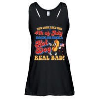 Retro You Look Like The 4th Of July Makes Me Want A Hot Dog Real Bad Ladies Essential Flowy Tank