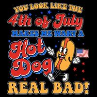 Retro You Look Like The 4th Of July Makes Me Want A Hot Dog Real Bad Flatbill Hat