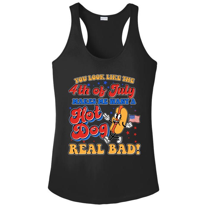 Retro You Look Like The 4th Of July Makes Me Want A Hot Dog Real Bad Ladies PosiCharge Competitor Racerback Tank