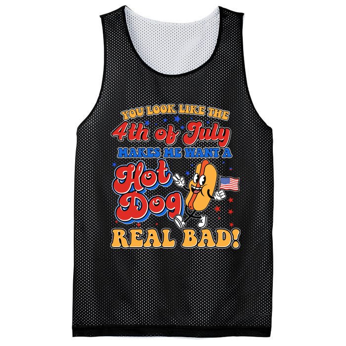 Retro You Look Like The 4th Of July Makes Me Want A Hot Dog Real Bad Mesh Reversible Basketball Jersey Tank
