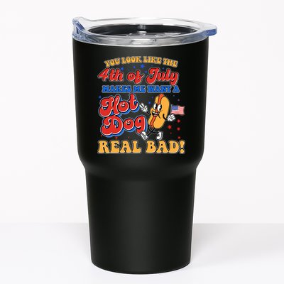 Retro You Look Like The 4th Of July Makes Me Want A Hot Dog Real Bad Tumbler