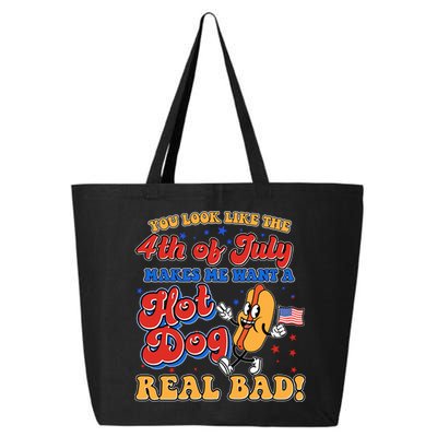 Retro You Look Like The 4th Of July Makes Me Want A Hot Dog Real Bad 25L Jumbo Tote