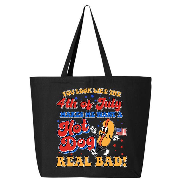 Retro You Look Like The 4th Of July Makes Me Want A Hot Dog Real Bad 25L Jumbo Tote