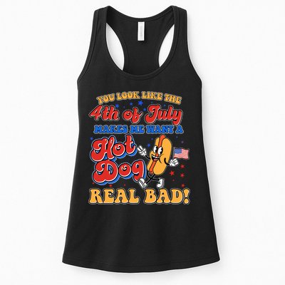 Retro You Look Like The 4th Of July Makes Me Want A Hot Dog Real Bad Womens Tank Top