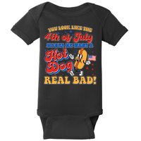 Retro You Look Like The 4th Of July Makes Me Want A Hot Dog Real Bad Baby Bodysuit