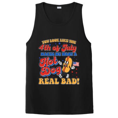 Retro You Look Like The 4th Of July Makes Me Want A Hot Dog Real Bad PosiCharge Competitor Tank