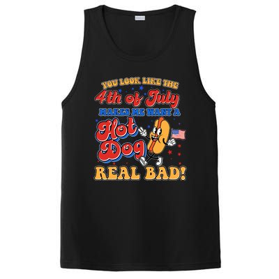 Retro You Look Like The 4th Of July Makes Me Want A Hot Dog Real Bad PosiCharge Competitor Tank