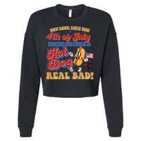 Retro You Look Like The 4th Of July Makes Me Want A Hot Dog Real Bad Cropped Pullover Crew