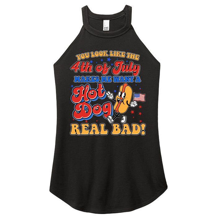 Retro You Look Like The 4th Of July Makes Me Want A Hot Dog Real Bad Women's Perfect Tri Rocker Tank