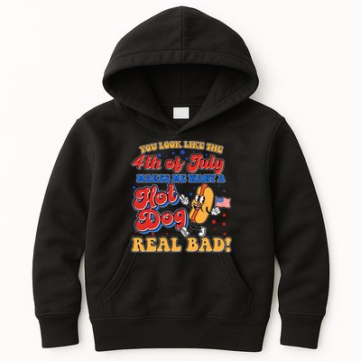 Retro You Look Like The 4th Of July Makes Me Want A Hot Dog Real Bad Kids Hoodie