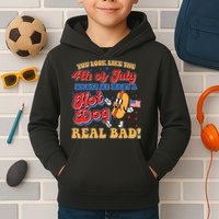 Retro You Look Like The 4th Of July Makes Me Want A Hot Dog Real Bad Kids Hoodie